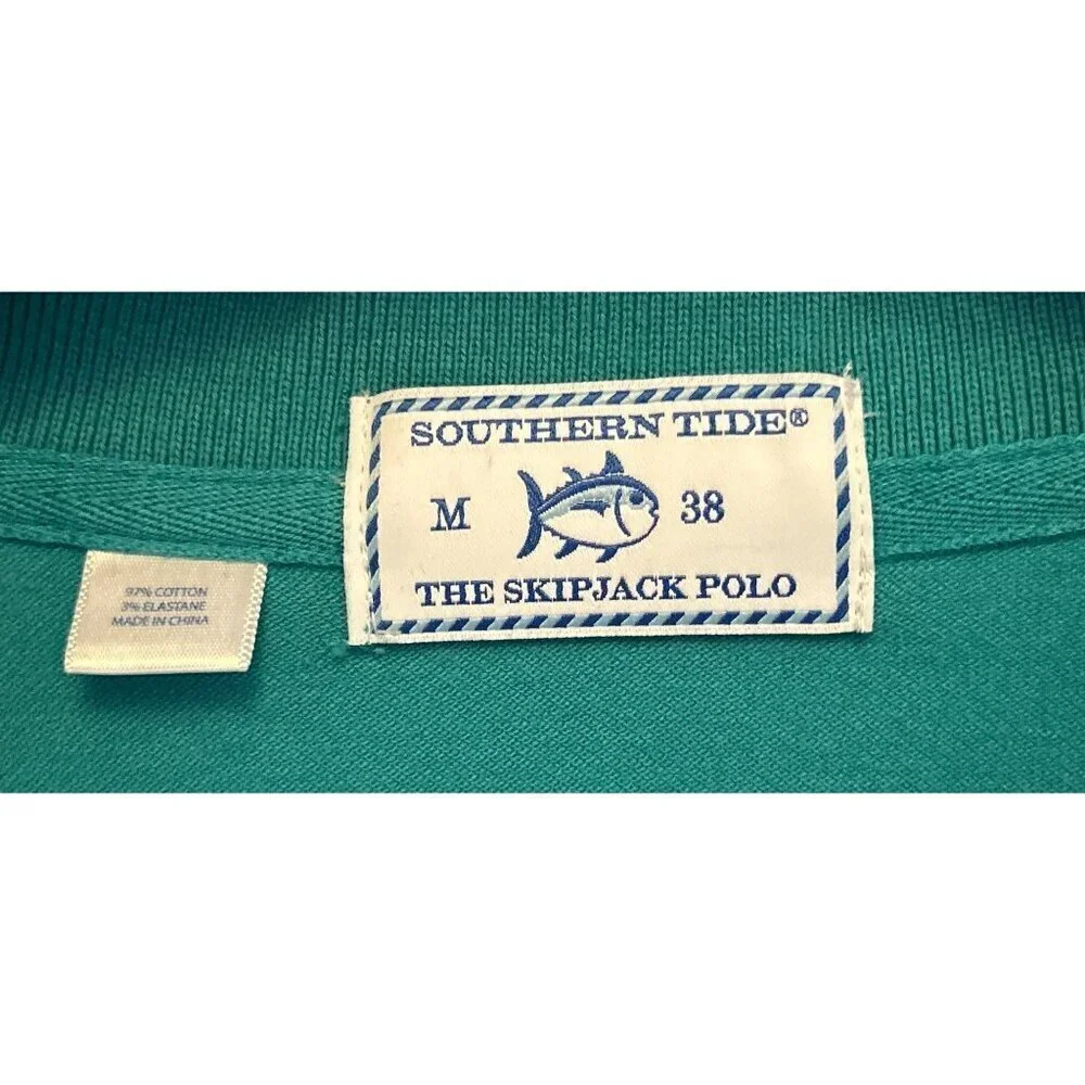 Southern Tide Polo Long Shirt Mens Medium Blue Green Skipjack Logo Size Med